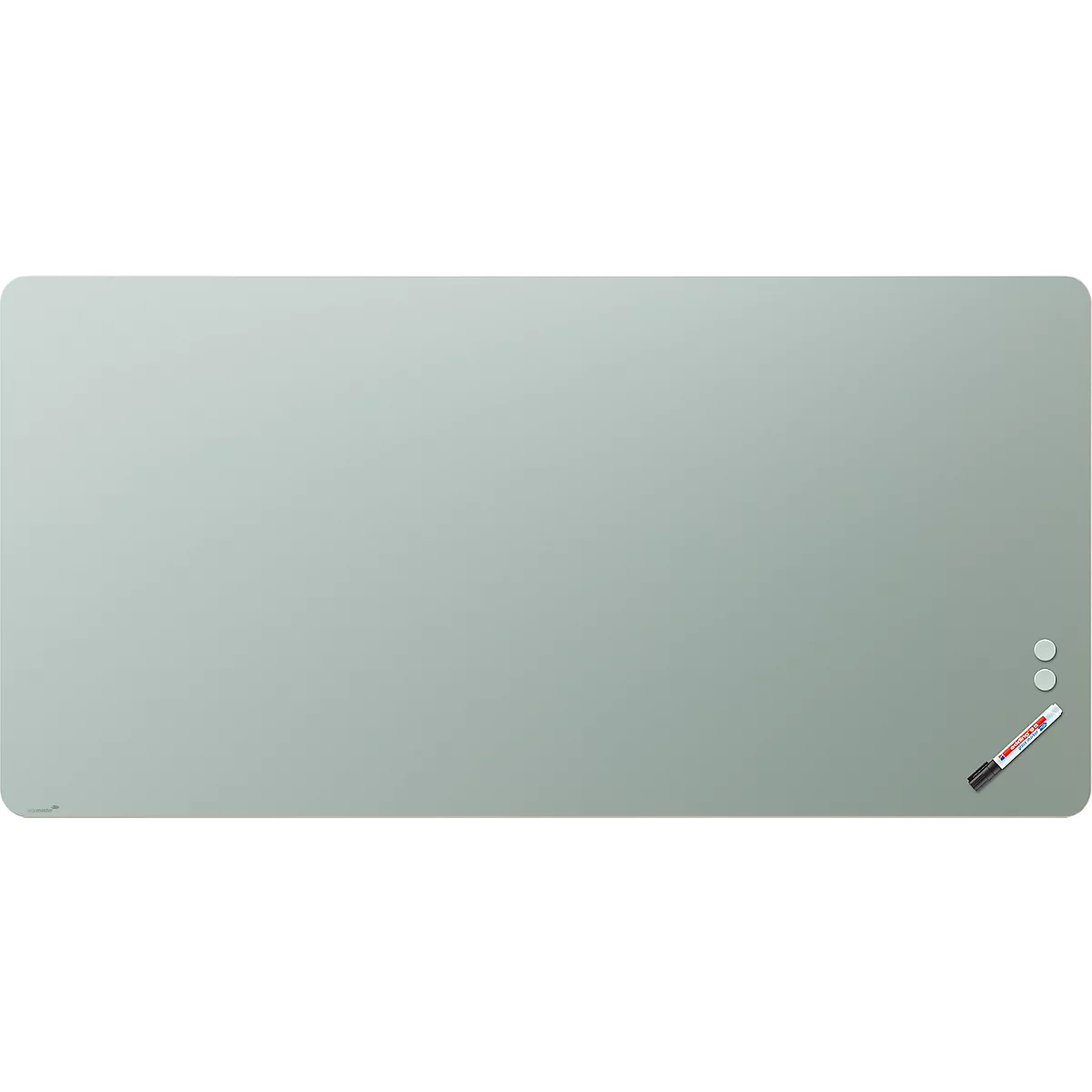 Tableau en verre Legamaster RC, avec 2 aimants &amp; 1 marqueur pour tableau en verre, L 1000 x P 4,4 x H 2000 mm, verre de sécurité trempé, mat, sage green
