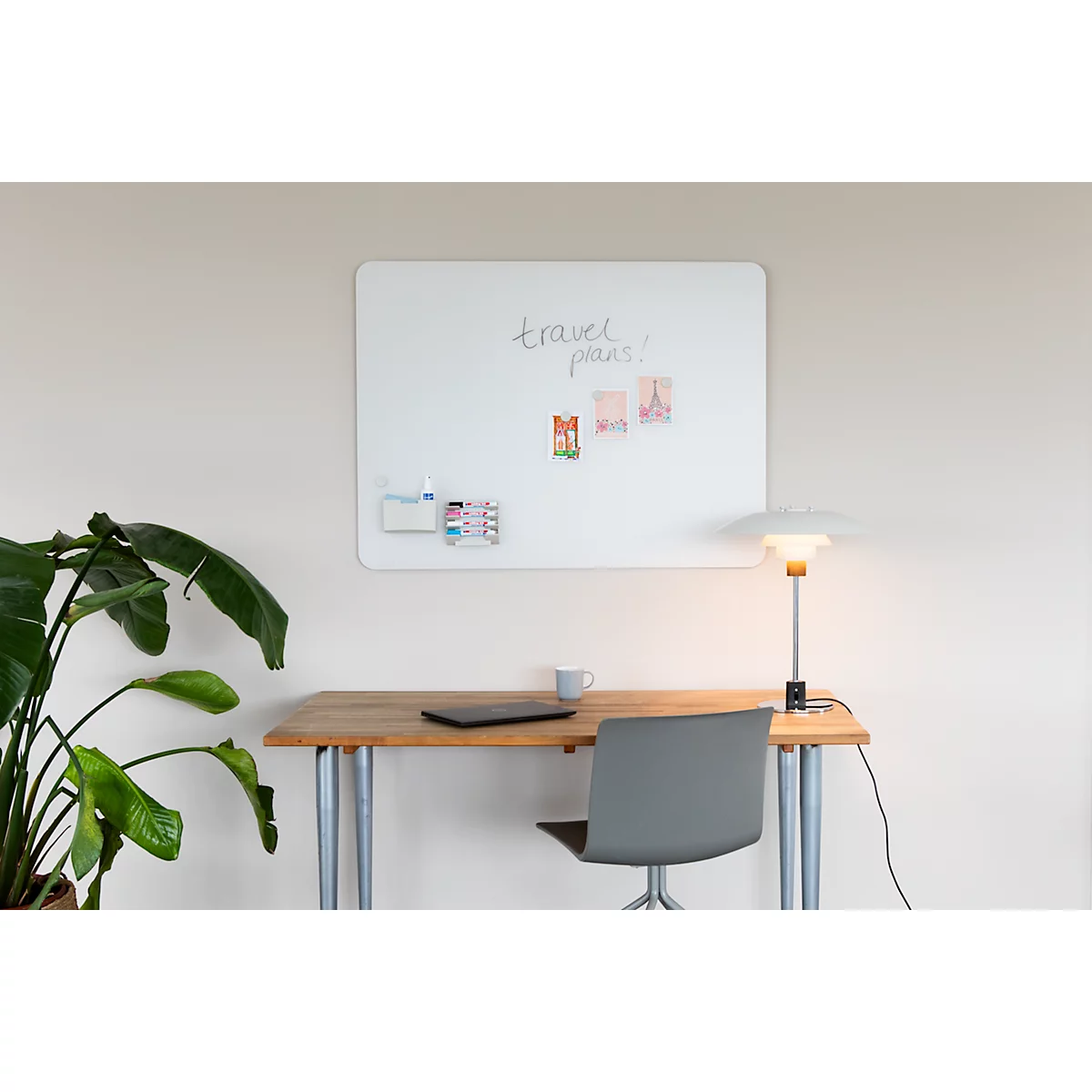 Tableau en verre Legamaster RC, avec 2 aimants &amp; 1 marqueur pour tableau en verre, L 1200 x P 4,4 x H 900 mm, verre de sécurité trempé, mat, warm grey