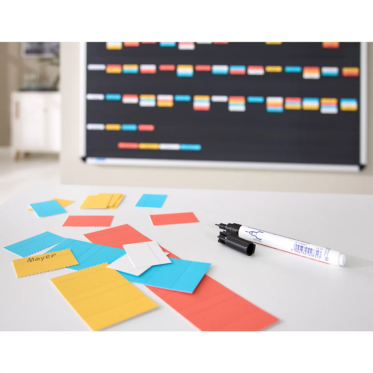 Tableau enfichable Ultradex Planrecord, montage mural, 61 rails horizontaux, L 1020 x P 22 x H 770 mm, matériau et aluminium, noir