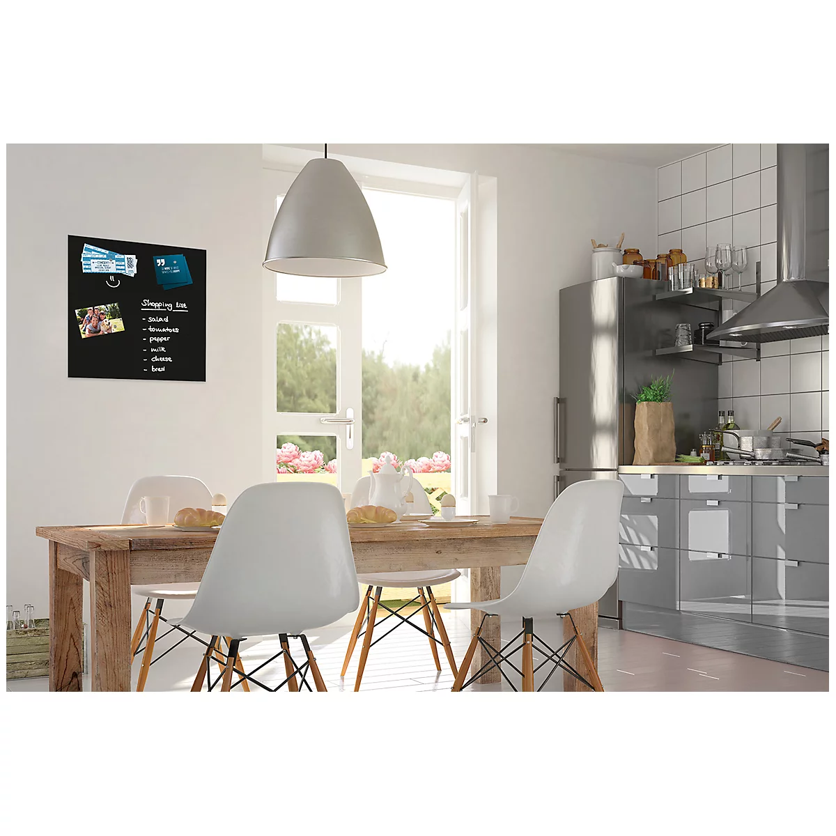 Tableau magnétique en verre Be!Board, magnétique, avec aimants, l. 450 x H 450 mm, noir