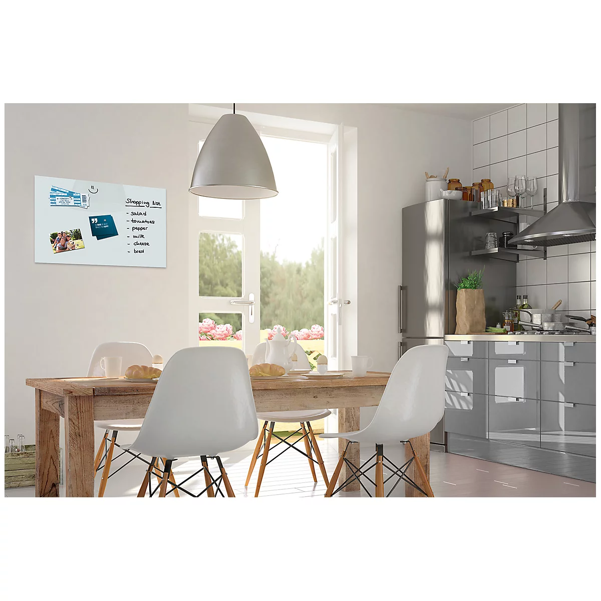 Tableau magnétique en verre Be!Board, magnétique, avec aimants, l. 600 x H 400 mm, blanc