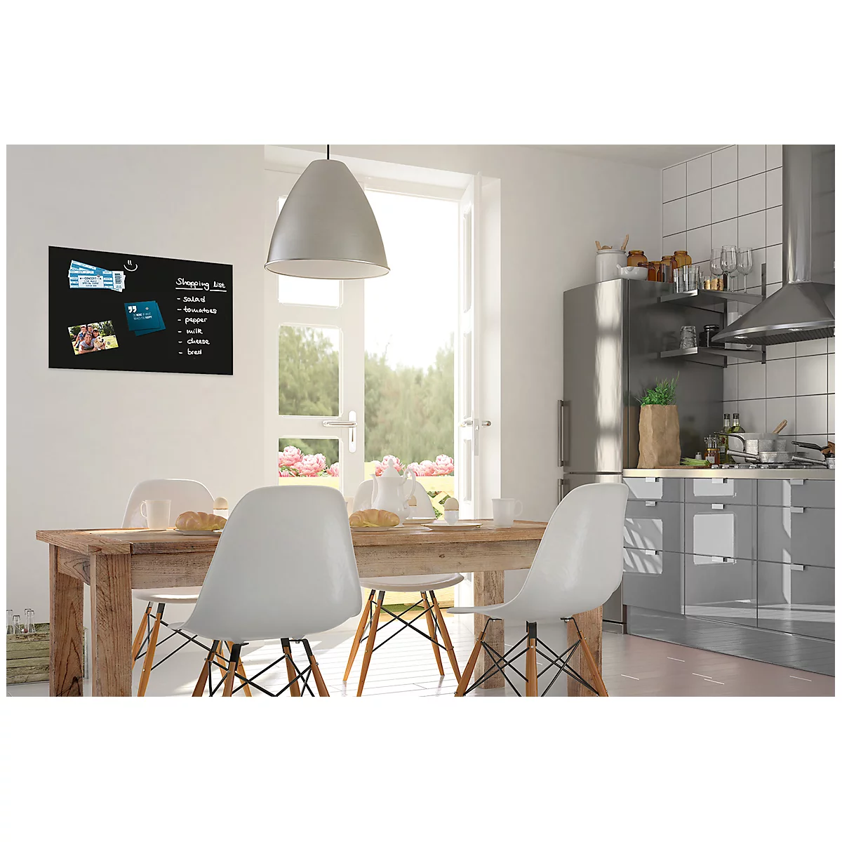 Tableau magnétique en verre Be!Board, magnétique, avec aimants, l. 600 x H 400 mm, noir
