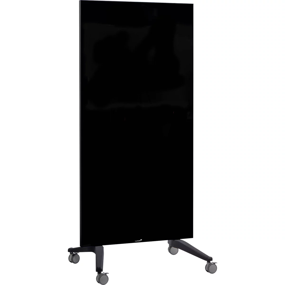 Tableau mobile en verre Legamaster, noir, magnétique, utilisable des deux côtés, L 900 x H 1750 mm
