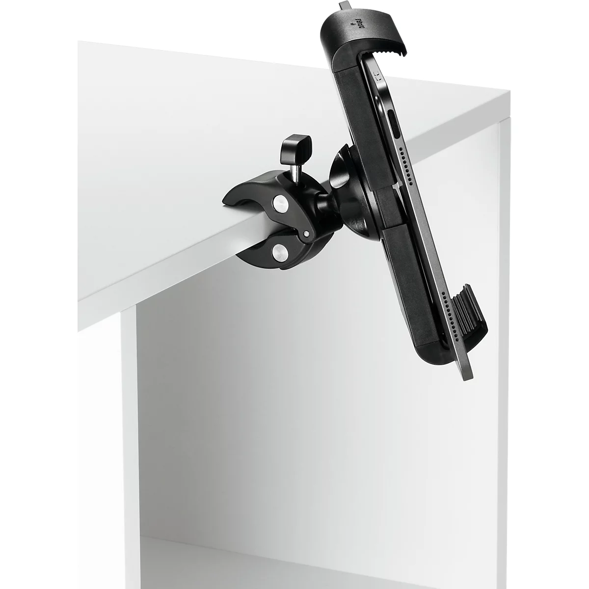 Tablet Halterung Durable TOUGH CLAMP XL, für 1 Tablet mit 7-13', Montage an Regalen/Tischen, um 360° drehbar, schwenkbar/neigbar, mit Klemme, schwarz