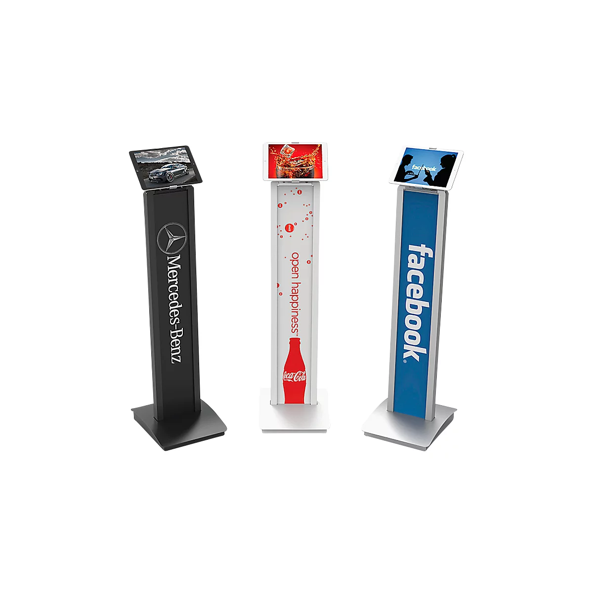 Tablet vloerstandaard Compulocks BrandMe Cling, voor 7“ tot 13“, hoogte 1120 mm, 90° draaibaar, aluminium, wit