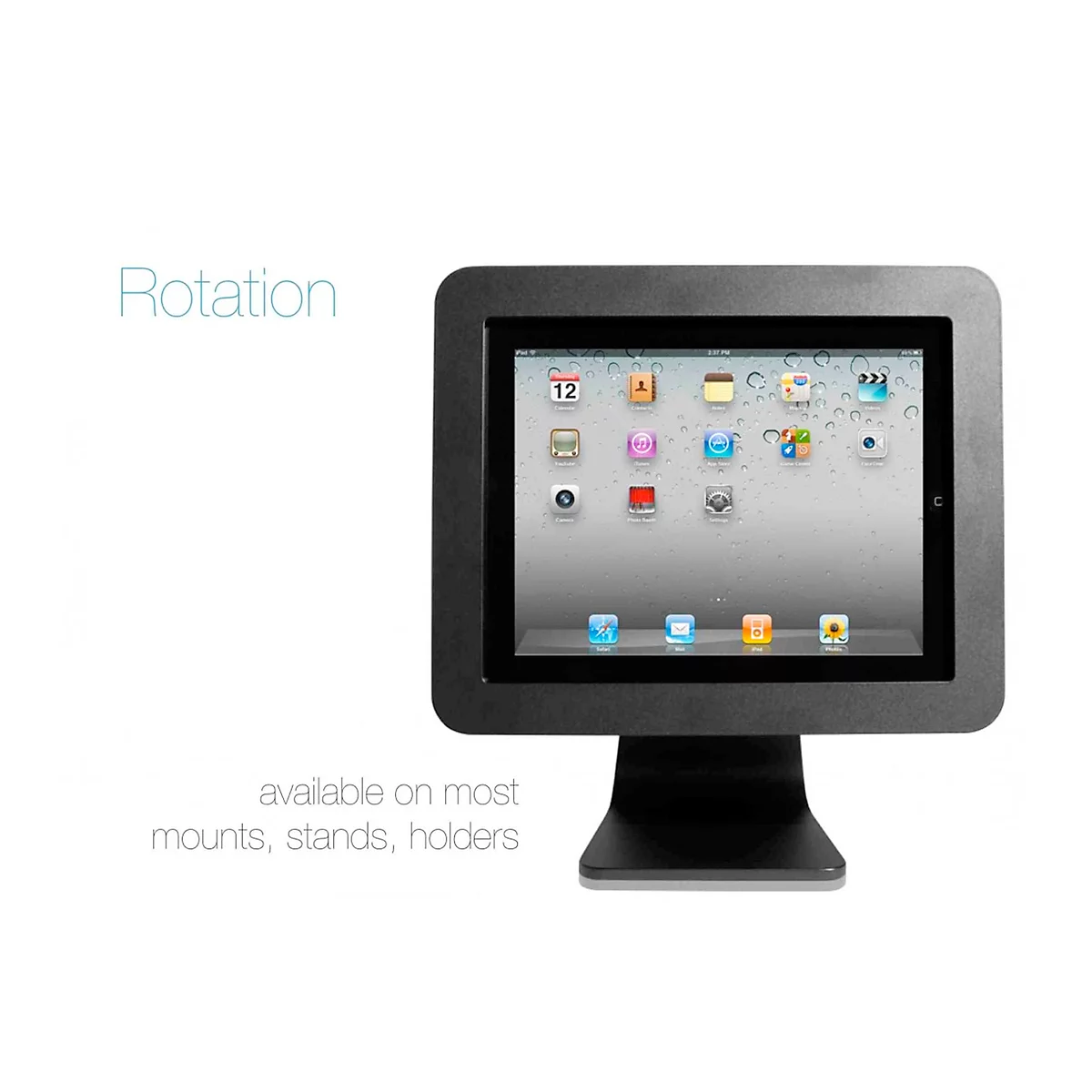 Tabletstandaard Compulocks Executive 360, horizontale montage, 360° draaibaar, 180° kantelbaar, aluminium, zwart