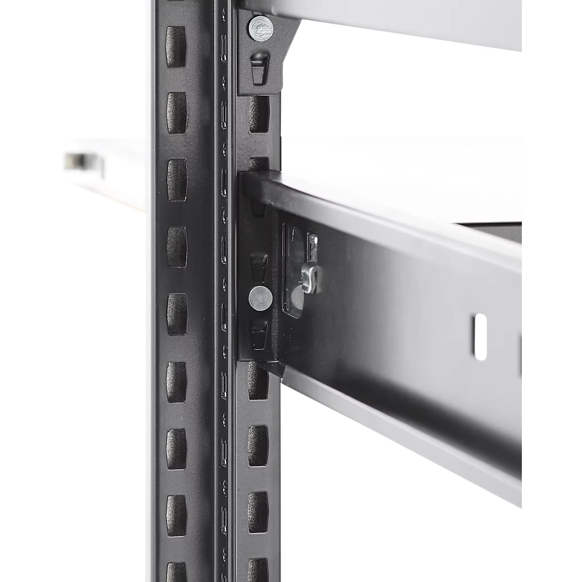 Tablette coulissante pour systèmes de rayonnages ORDO Business, coulisse télescopique à sortie totale, réglable en hauteur, L 1000 x P 500 mm, charge admissible 60 kg, noir profond RAL 9005