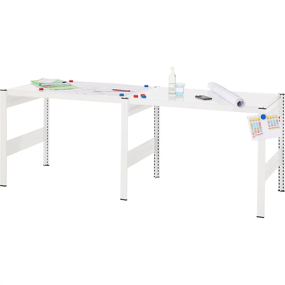 Tablette extensible supplémentaire ORDO Professional - acier - avec rails - pour bureau l. 1010 x P 635 x H 825 mm - blanc trafic RAL 9016