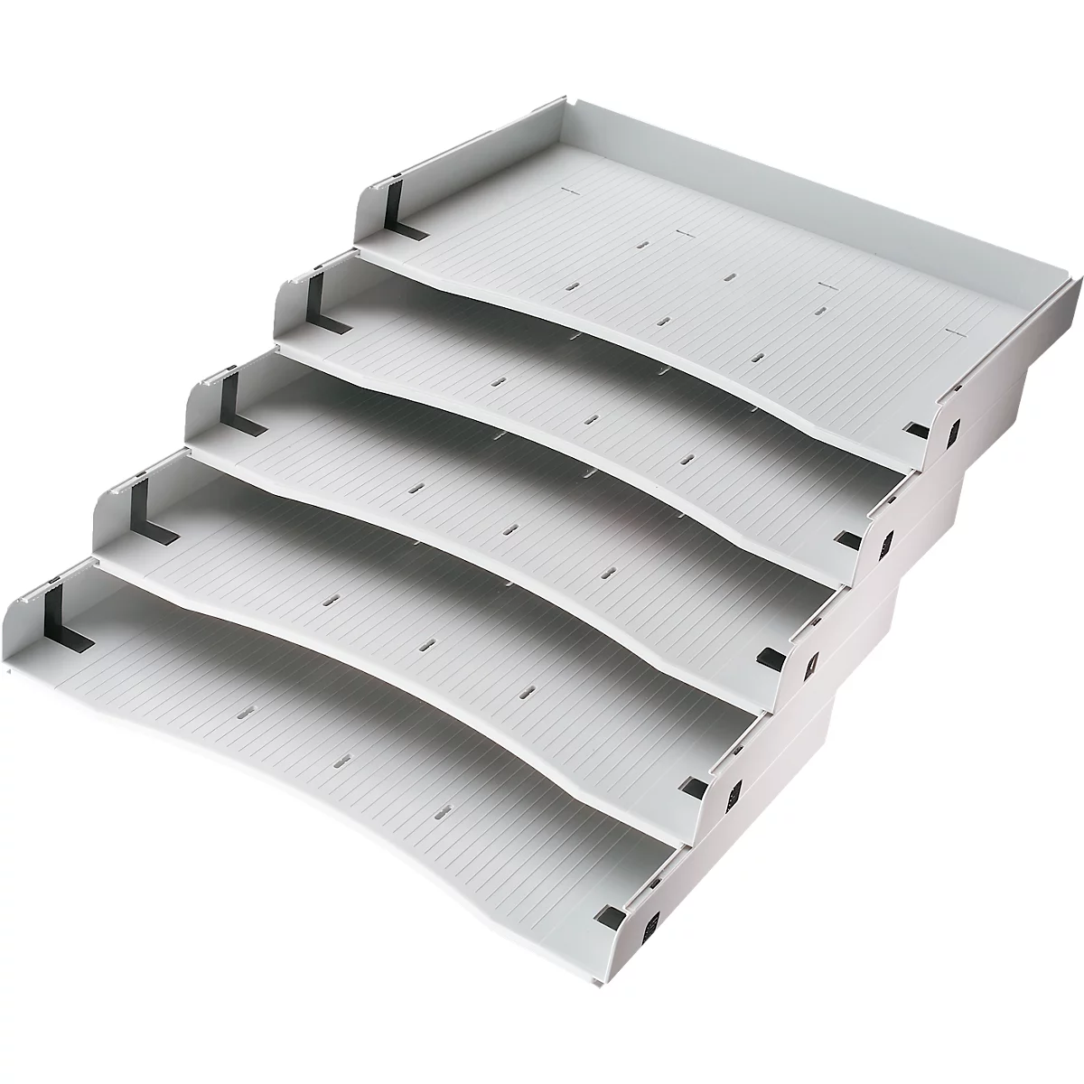 Tablette inclinée, pour caisson roulant &amp; caisson fixe Breno, 5 compartiments, plastique, gris clair