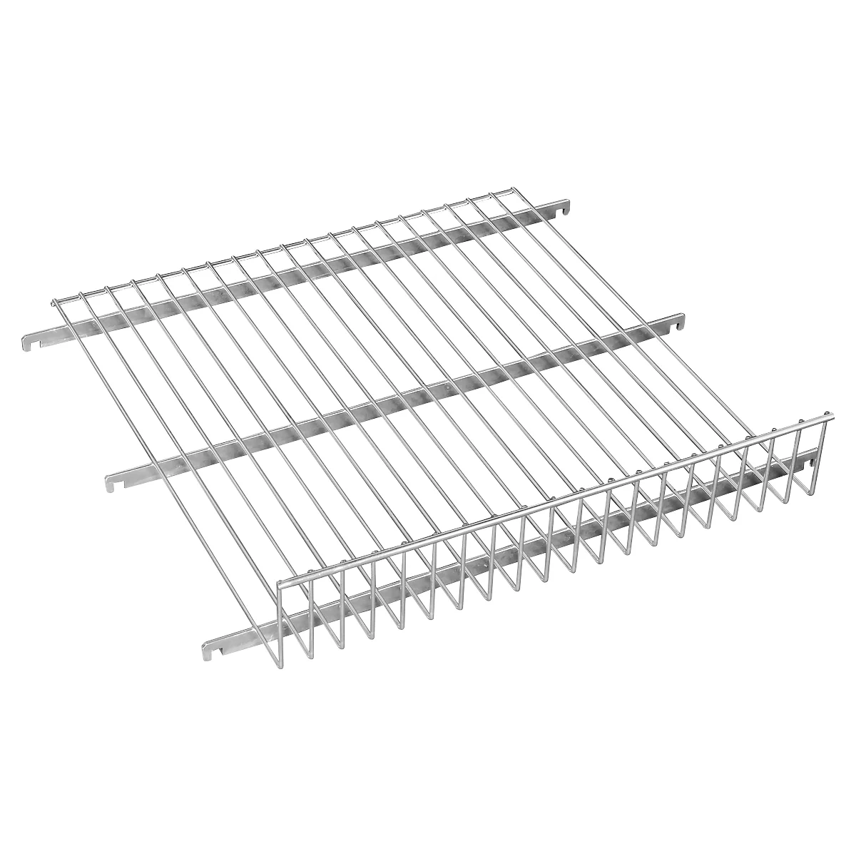 Tablette intermédiaire avec rebord de 100 mm pour conteneur en fils en acier 600 x 600 mm