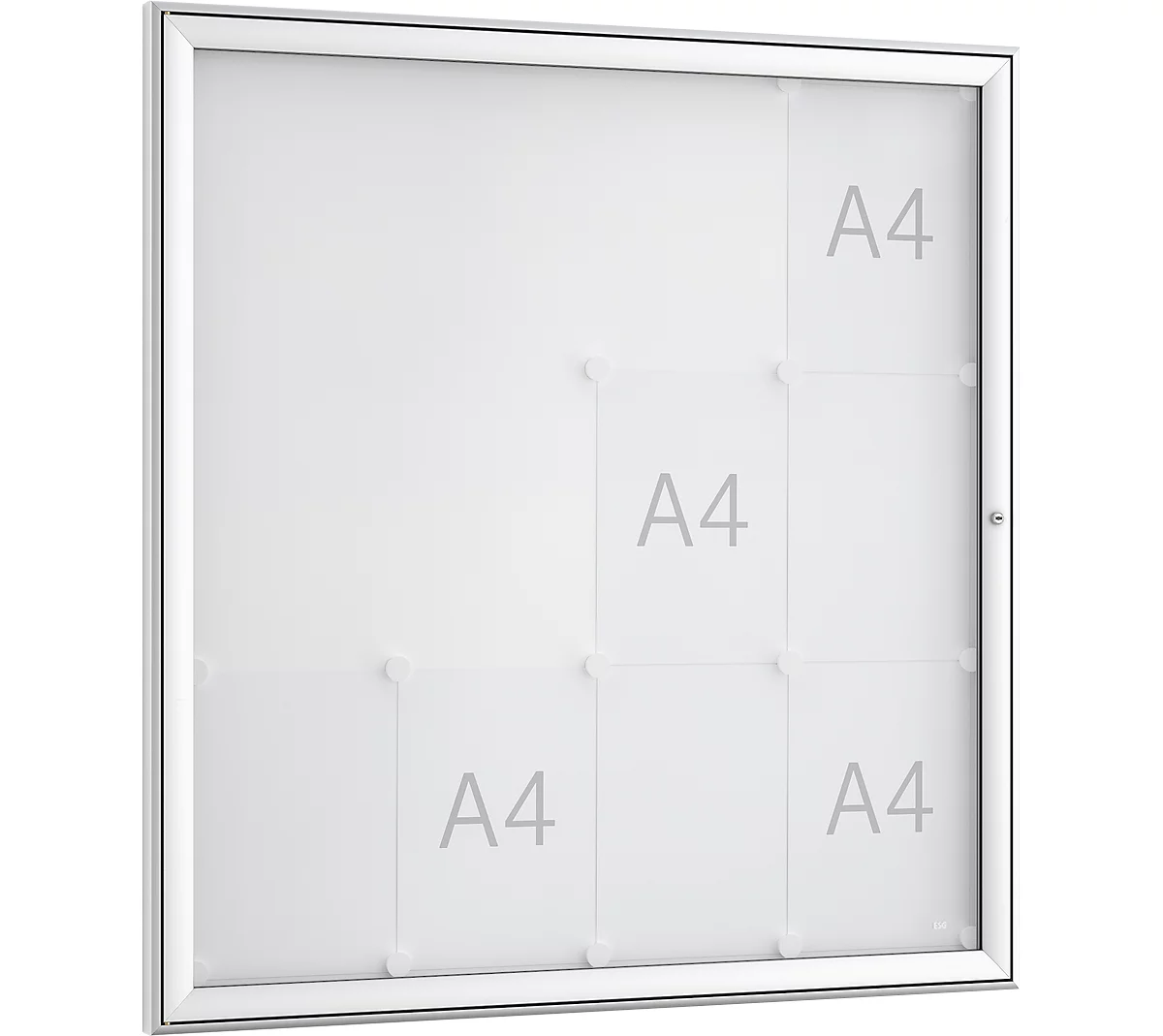 Tablón de anuncios Softline WSM FSK 16, vidrio ESG, para 16 anuncios DIN A4, formato vertical
