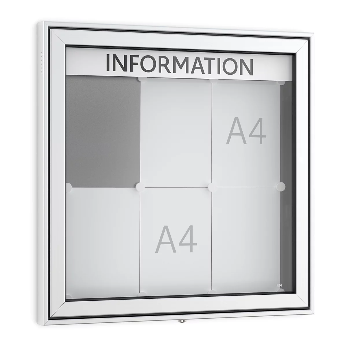 Tablón de anuncios Top, en punta, profundidad 60 mm, 3 x 2, aluminio plateado