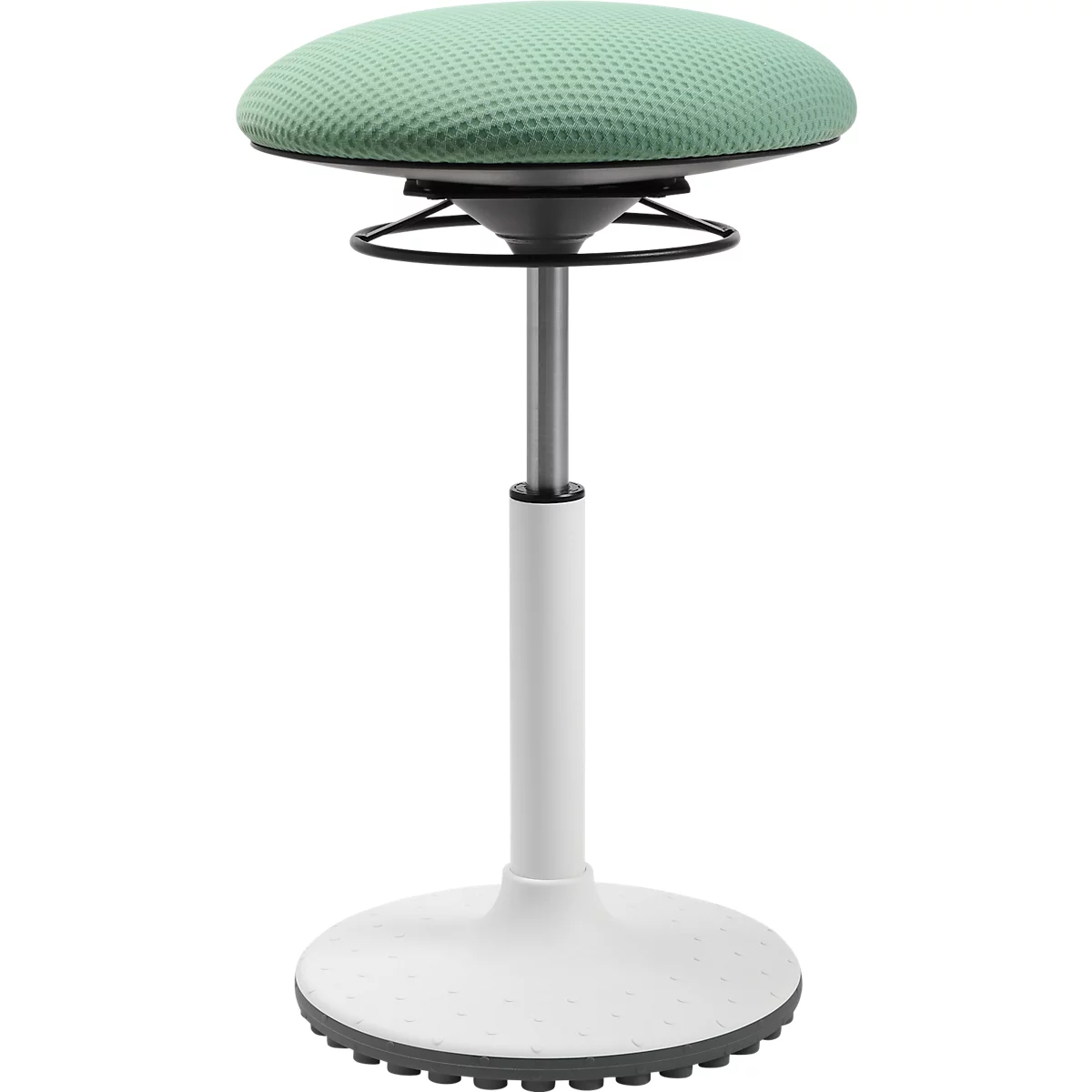 Tabouret assis/debout BBT-Coach Topstar - pied en polyuréthane thermoplastique (TPU) - hauteur d'assise réglable 520-720 mm - vert menthe et blanc