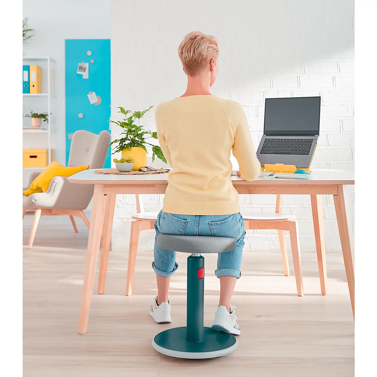 Tabouret assis/debout Leitz Ergo Cosy Active, L 370 x P 370 x H 460 - 790 mm, jusqu'à 110 kg, gris velours