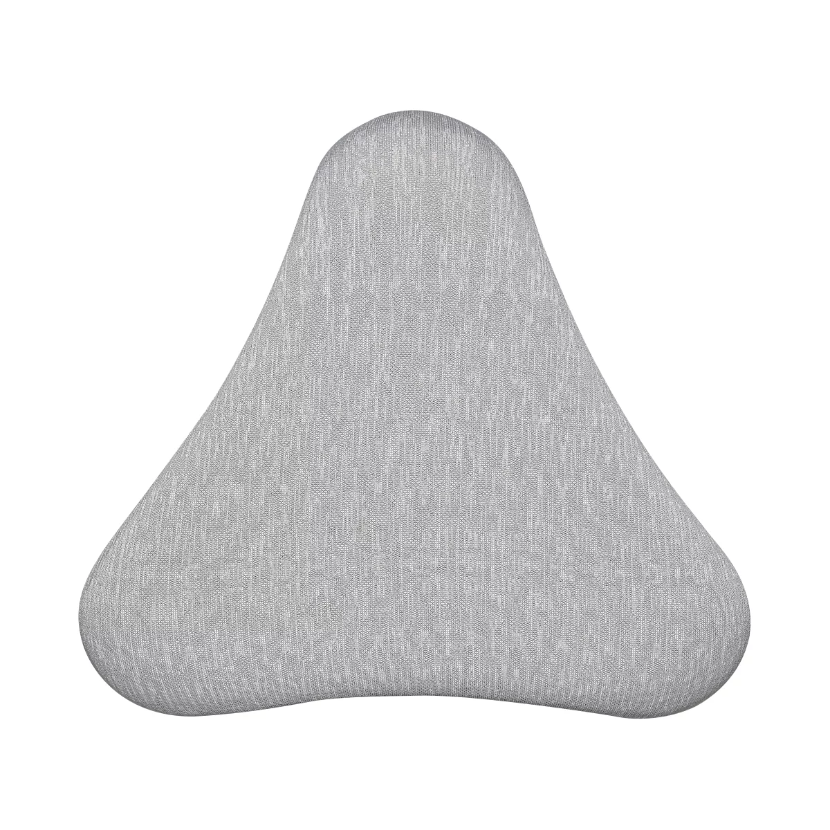 Objet triangulaire gris clair avec des coins arrondis. La surface a une légère texture.