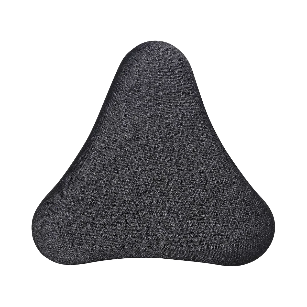 Objet triangulaire gris aux coins arrondis, texture fine.
