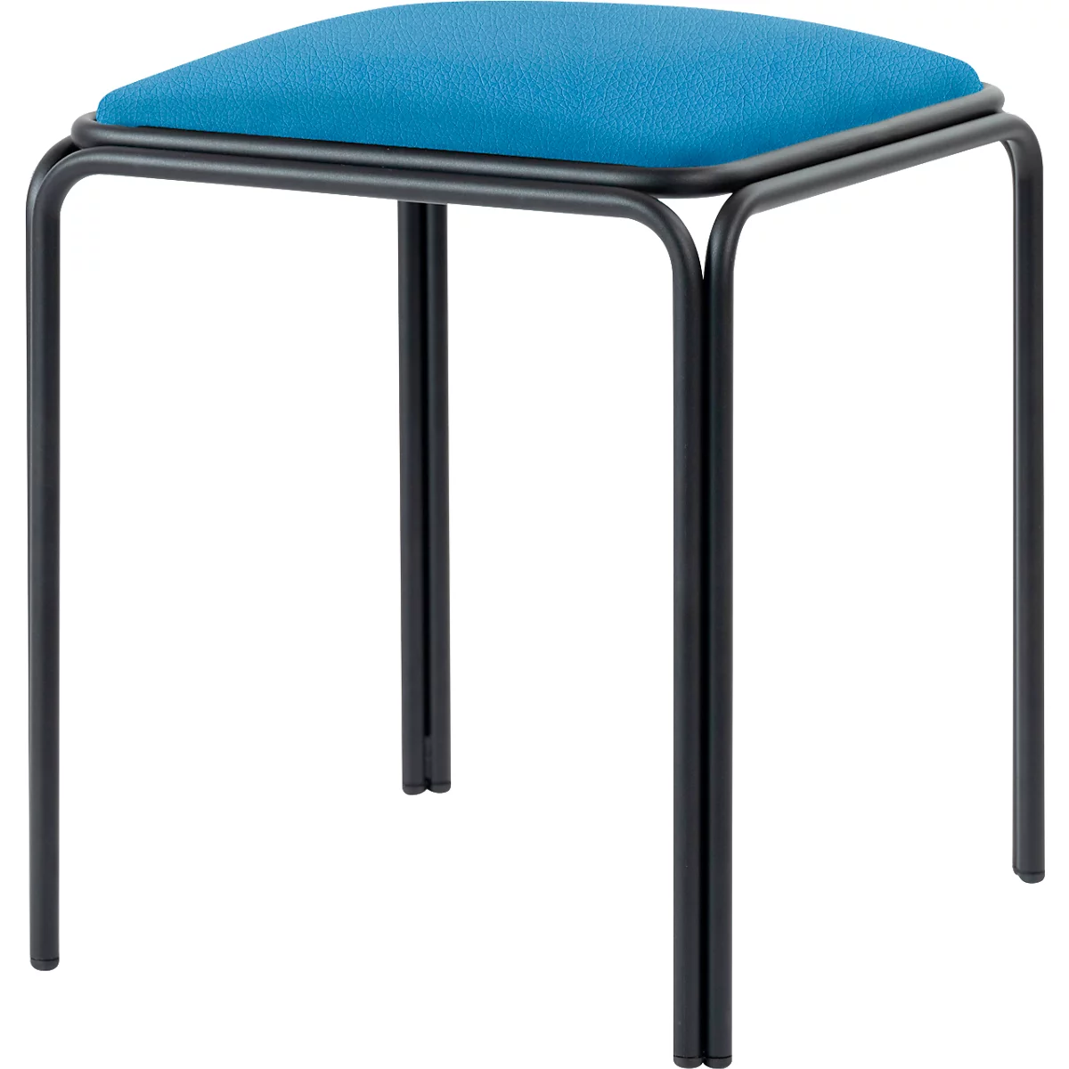 Tabouret Bistro, 4 pièces, assise en similicuir, bleu