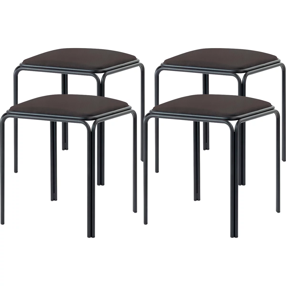 Tabouret Bistro, 4 pièces, assise en similicuir, noir