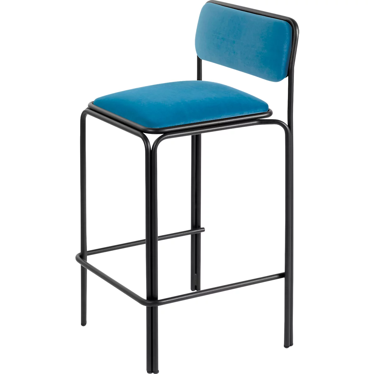 Tabouret de bar Bistro Assise velours bleu