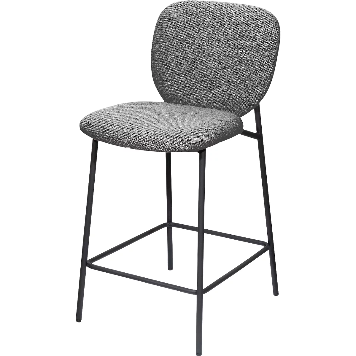 Tabouret de bar Paperflow TWIST, dossier, rembourré, L 480 x P 550 x H 760 mm, tissu et acier, gris/noir, 2 pièces