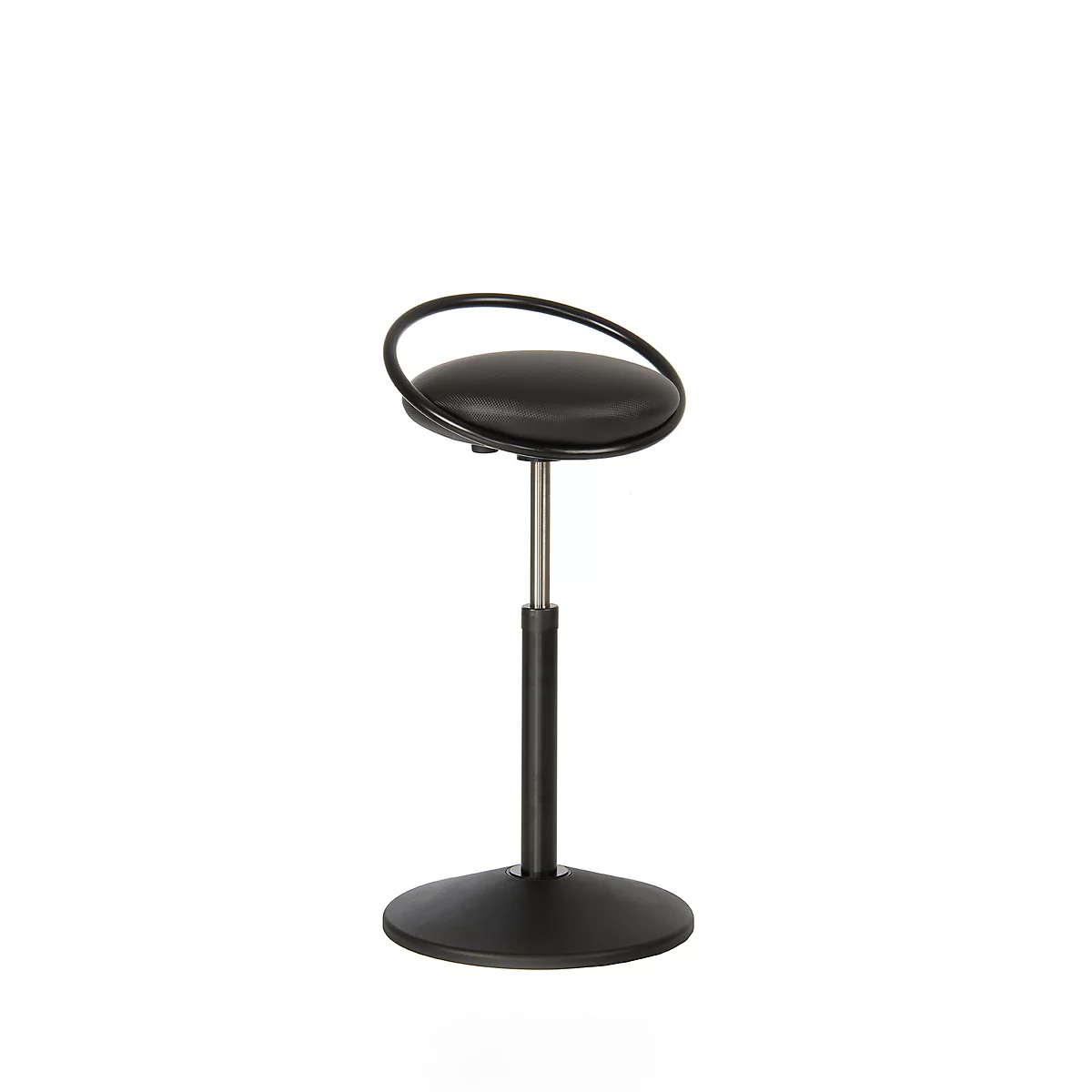 Tabouret de bar ROVO SOLO avec anneau, similicuir, noir/noir