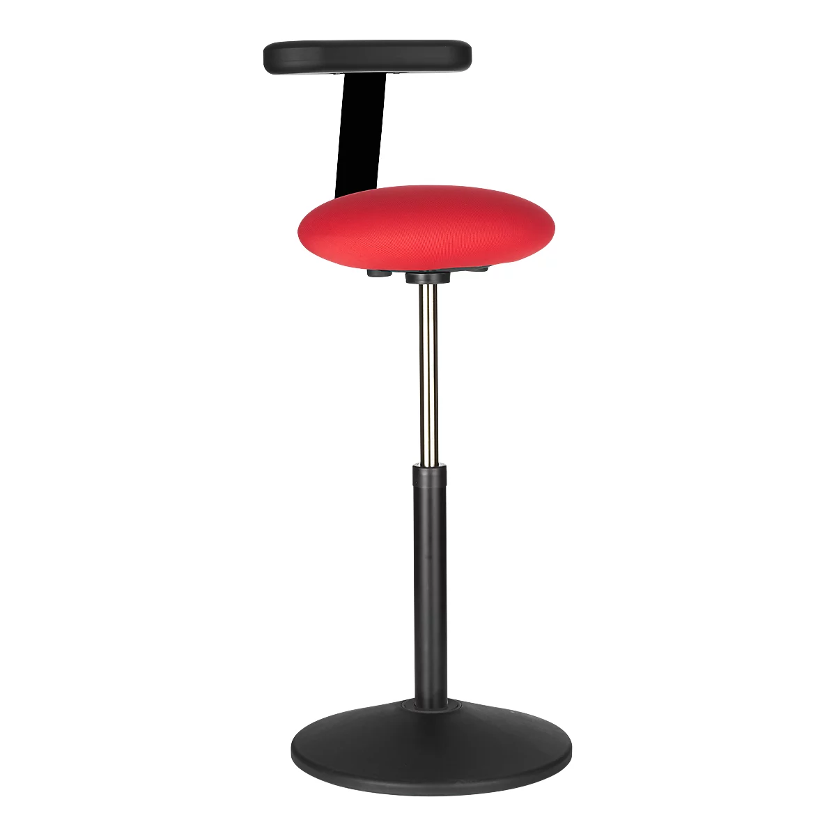 Tabouret de bar ROVO SOLO avec Monopad, similicuir, noir/noir, hauteur d'assise 630 - 855 mm, noir/rouge