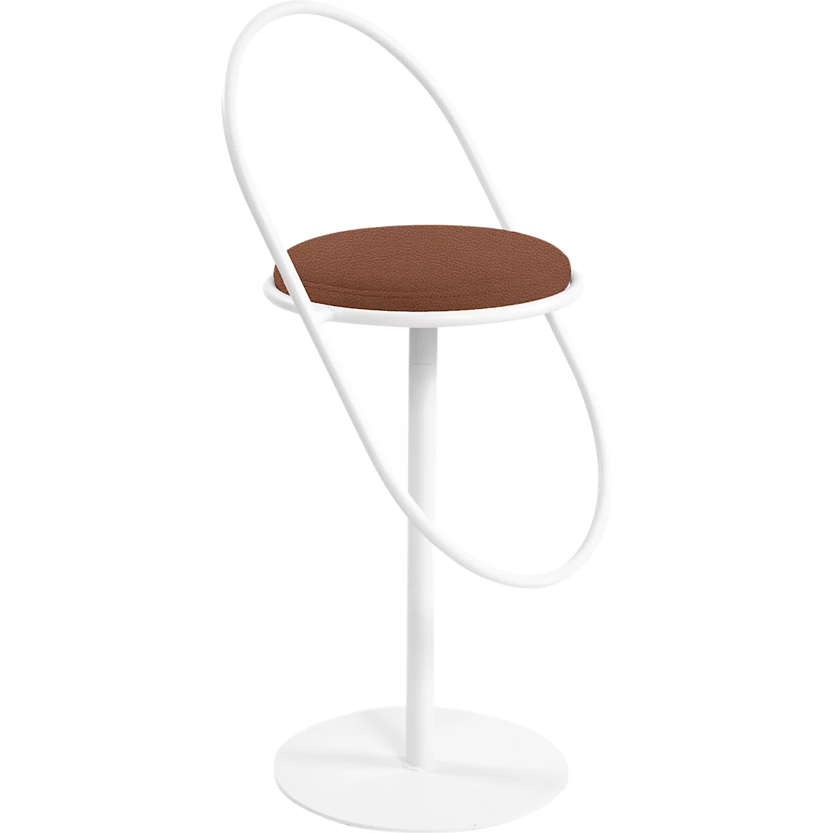 Tabouret de bar Saturne Meet by Paperflow - avec dossier - hauteur d'assise 765 mm - rembourré 100 % recyclable - tube d'acier blanc - similicuir rouille