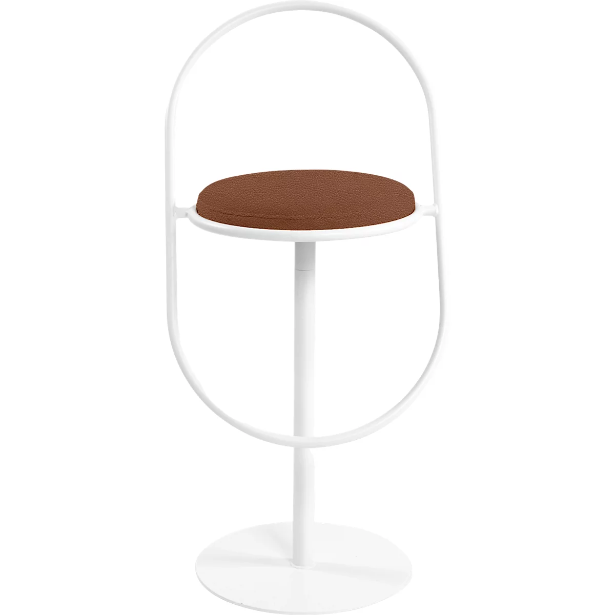 Tabouret de bar Saturne Meet by Paperflow - avec dossier - hauteur d'assise 765 mm - rembourré 100 % recyclable - tube d'acier blanc - similicuir rouille
