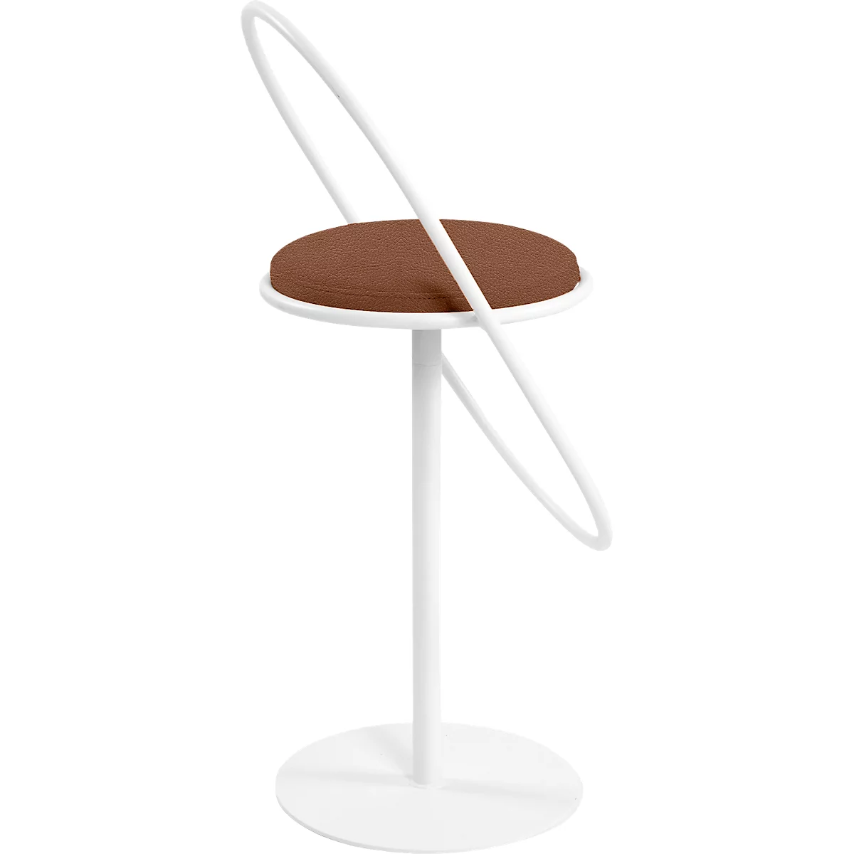 Tabouret de bar Saturne Meet by Paperflow - avec dossier - hauteur d'assise 765 mm - rembourré 100 % recyclable - tube d'acier blanc - similicuir rouille