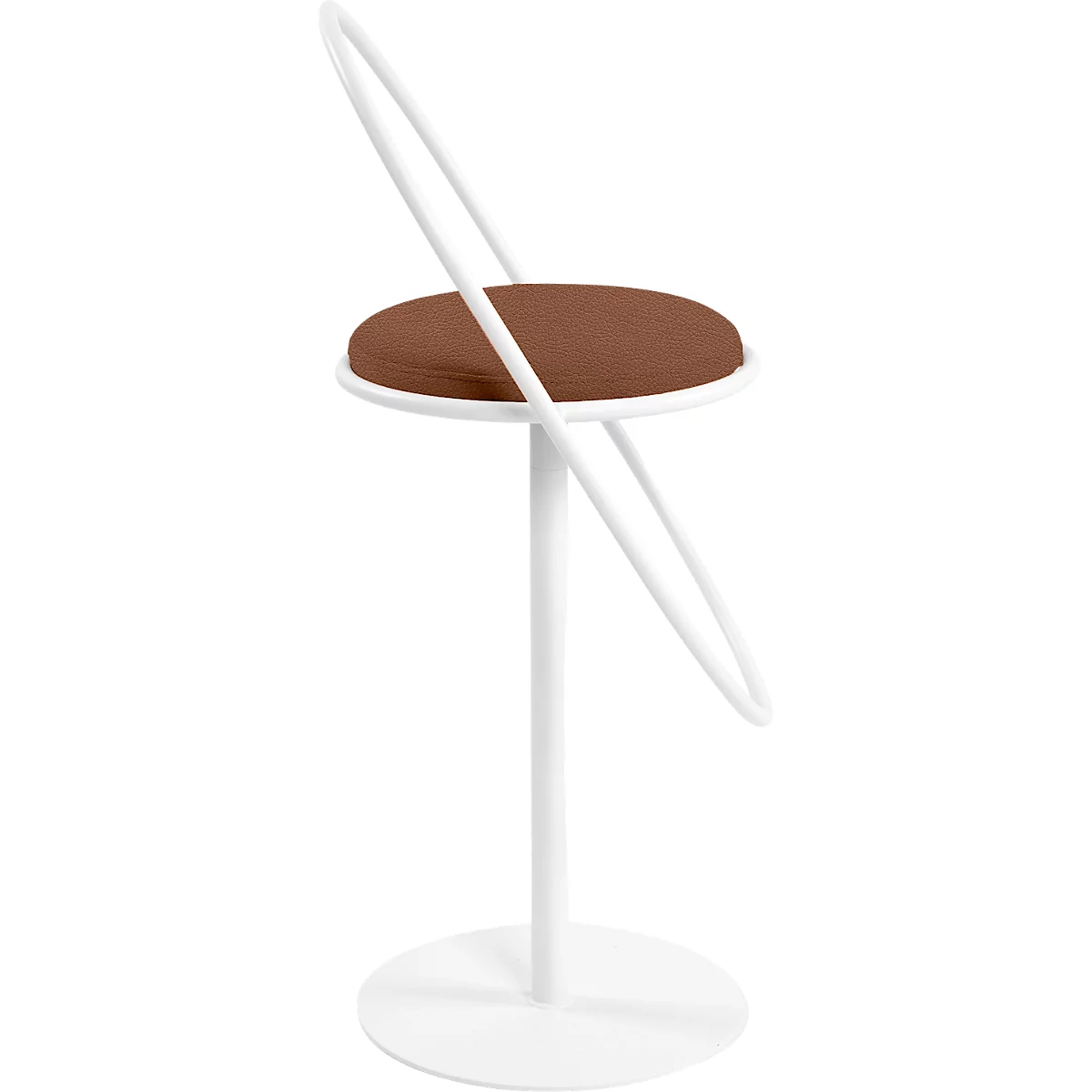Tabouret de bar Saturne Meet by Paperflow - avec dossier - hauteur d'assise 765 mm - rembourré 100 % recyclable - tube d'acier blanc - similicuir rouille