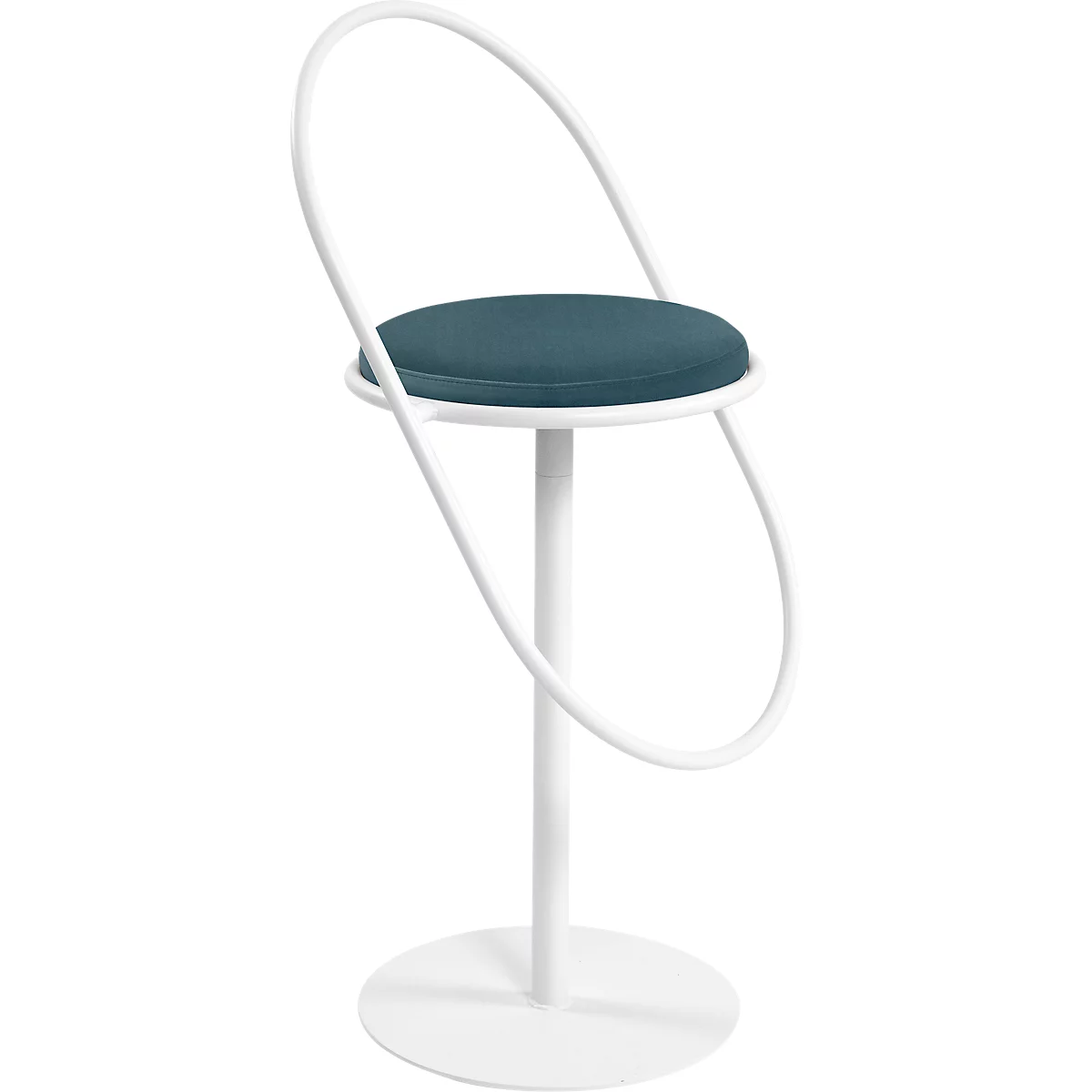 Tabouret de bar Saturne Meet by Paperflow - avec dossier - hauteur d'assise 765 mm - rembourré 100 % recyclable - tube d'acier blanc - velours bleu
