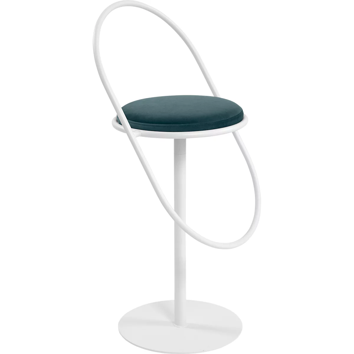 Tabouret de bar Saturne Meet by Paperflow - avec dossier - hauteur d'assise 765 mm - rembourré 100 % recyclable - tube d'acier blanc - velours bleu
