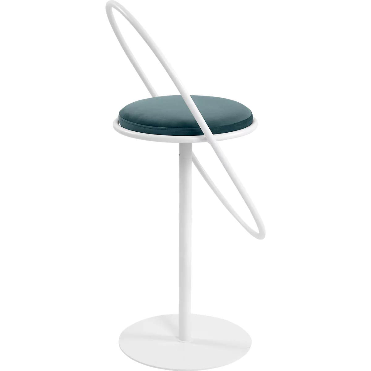 Tabouret de bar Saturne Meet by Paperflow - avec dossier - hauteur d'assise 765 mm - rembourré 100 % recyclable - tube d'acier blanc - velours bleu