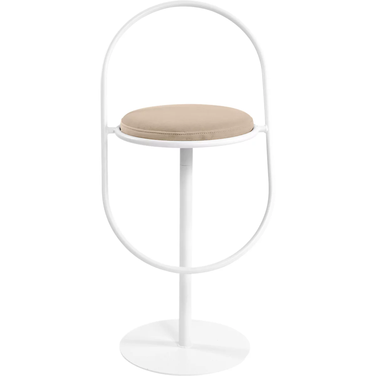 Tabouret de bar Saturne Meet by Paperflow - avec dossier - hauteur d'assise 765 mm - rembourré 100 % recyclable - tube d'acier blanc - velours ivoire