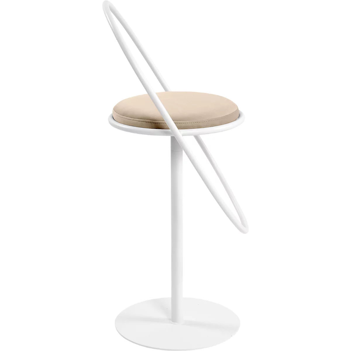 Tabouret de bar Saturne Meet by Paperflow - avec dossier - hauteur d'assise 765 mm - rembourré 100 % recyclable - tube d'acier blanc - velours ivoire