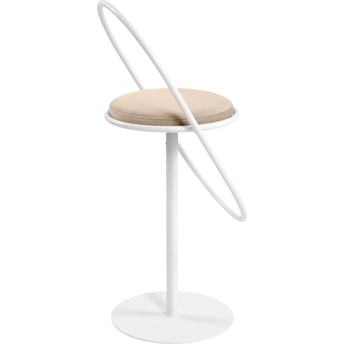 Tabouret de bar Saturne Meet by Paperflow - avec dossier - hauteur d'assise 765 mm - rembourré 100 % recyclable - tube d'acier blanc - velours ivoire