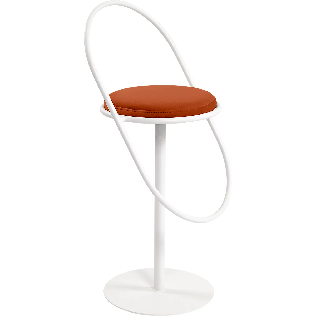 Tabouret de bar Saturne Meet by Paperflow - avec dossier - hauteur d'assise 765 mm - rembourré 100 % recyclable - tube d'acier blanc - velours rouille