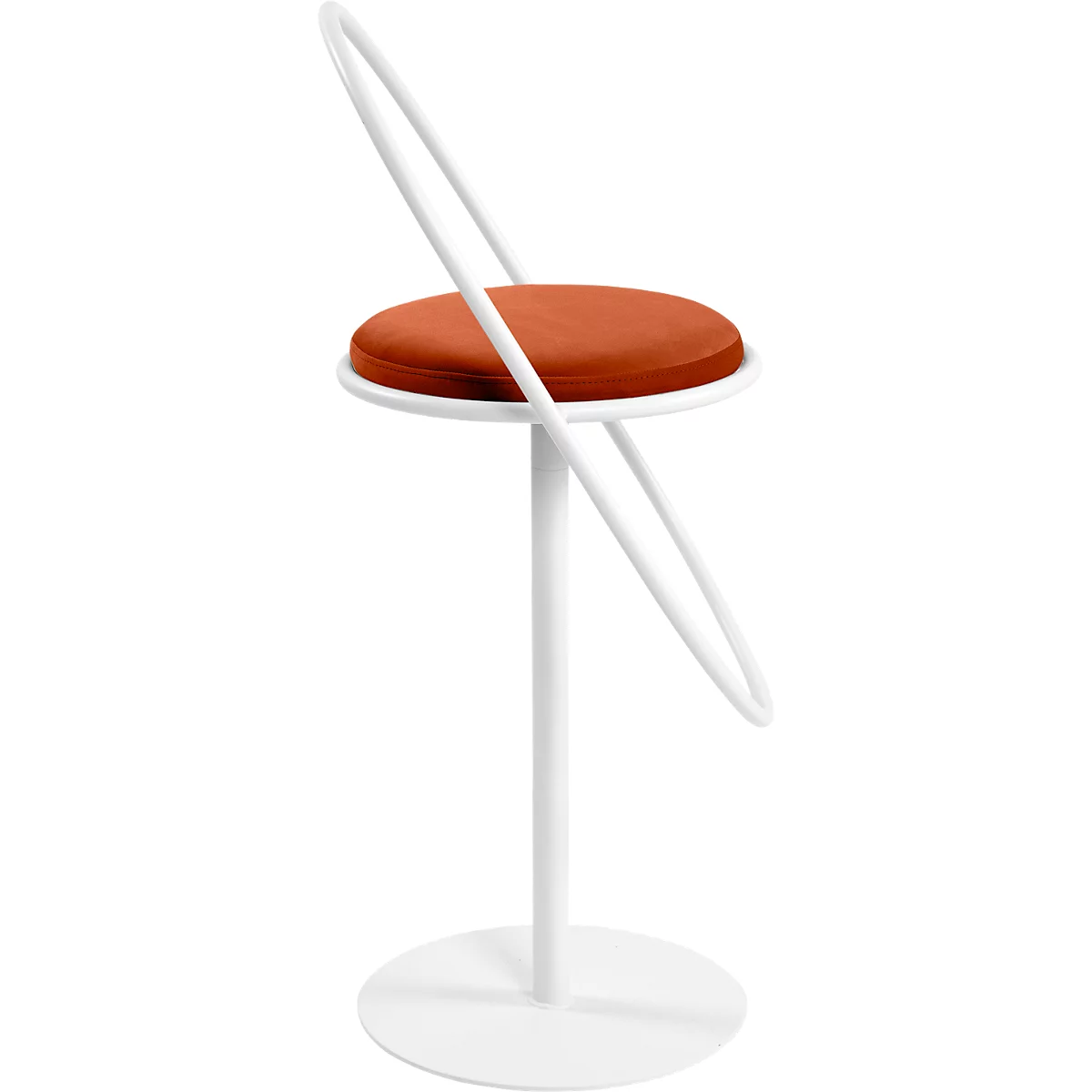 Tabouret de bar Saturne Meet by Paperflow - avec dossier - hauteur d'assise 765 mm - rembourré 100 % recyclable - tube d'acier blanc - velours rouille