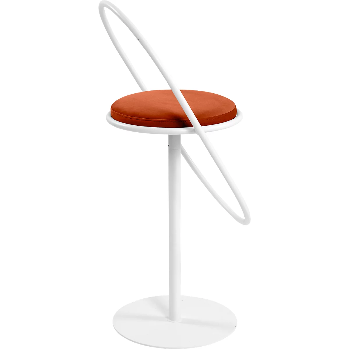Tabouret de bar Saturne Meet by Paperflow - avec dossier - hauteur d'assise 765 mm - rembourré 100 % recyclable - tube d'acier blanc - velours rouille