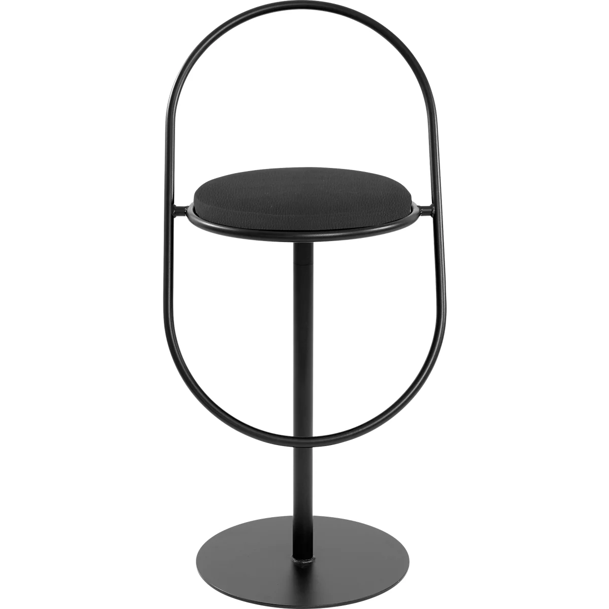 Tabouret de bar Saturne Meet by Paperflow - avec dossier - hauteur d'assise 765 mm - rembourré 100 % recyclable - tube d'acier noir - similicuir noir