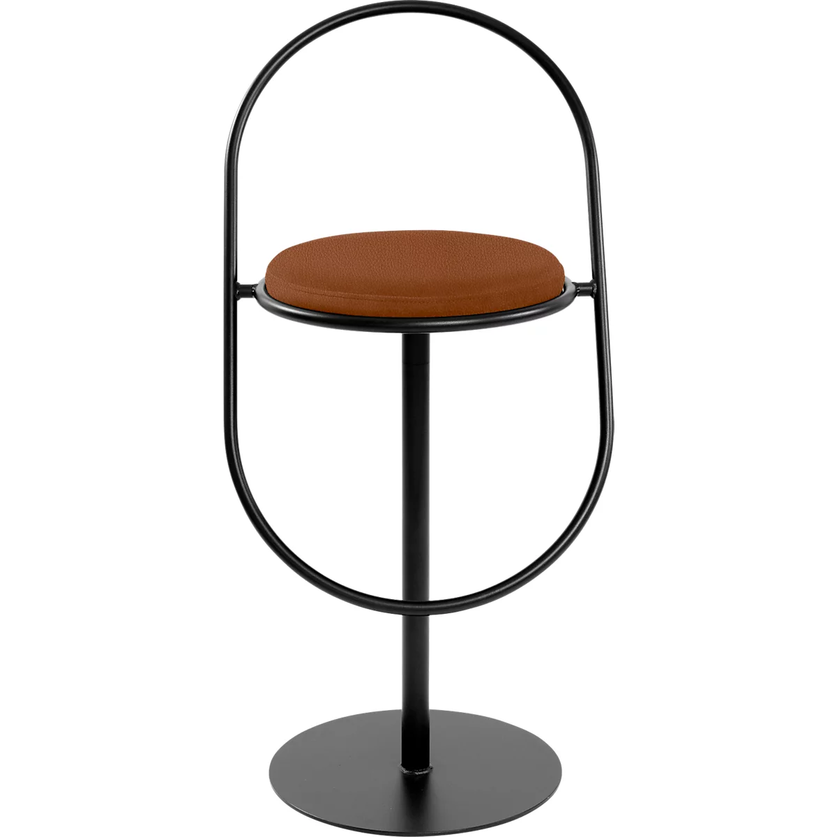 Tabouret de bar Saturne Meet by Paperflow - avec dossier - hauteur d'assise 765 mm - rembourré 100 % recyclable - tube d'acier noir - similicuir rouille