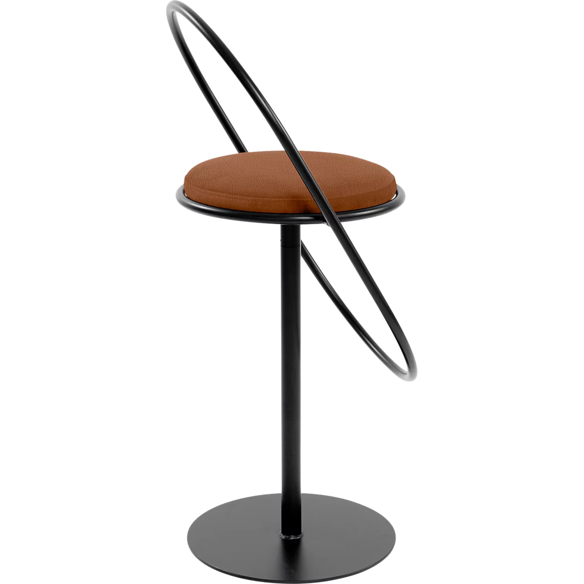 Tabouret de bar Saturne Meet by Paperflow - avec dossier - hauteur d'assise 765 mm - rembourré 100 % recyclable - tube d'acier noir - similicuir rouille
