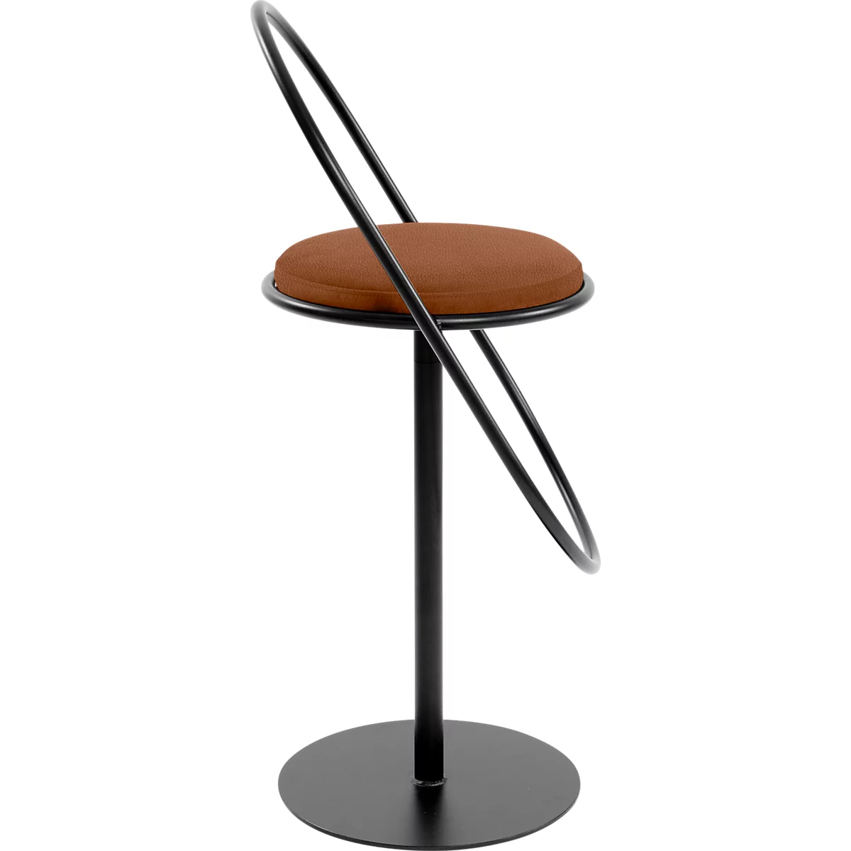 Tabouret de bar Saturne Meet by Paperflow - avec dossier - hauteur d'assise 765 mm - rembourré 100 % recyclable - tube d'acier noir - similicuir rouille