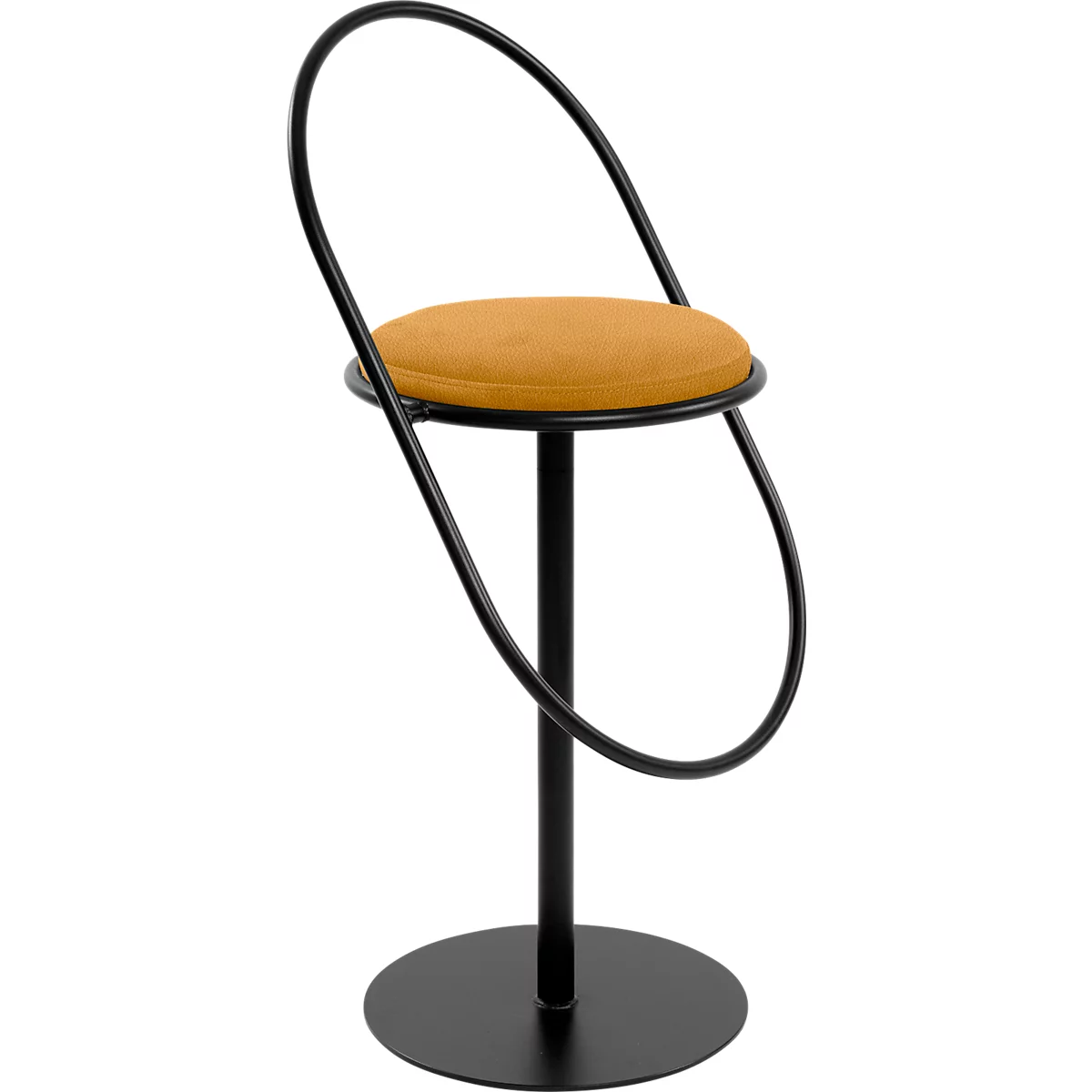 Tabouret de bar Saturne Meet by Paperflow - avec dossier - hauteur d'assise 765 mm - rembourré 100 % recyclable - tube d'acier noir - similicuir safran