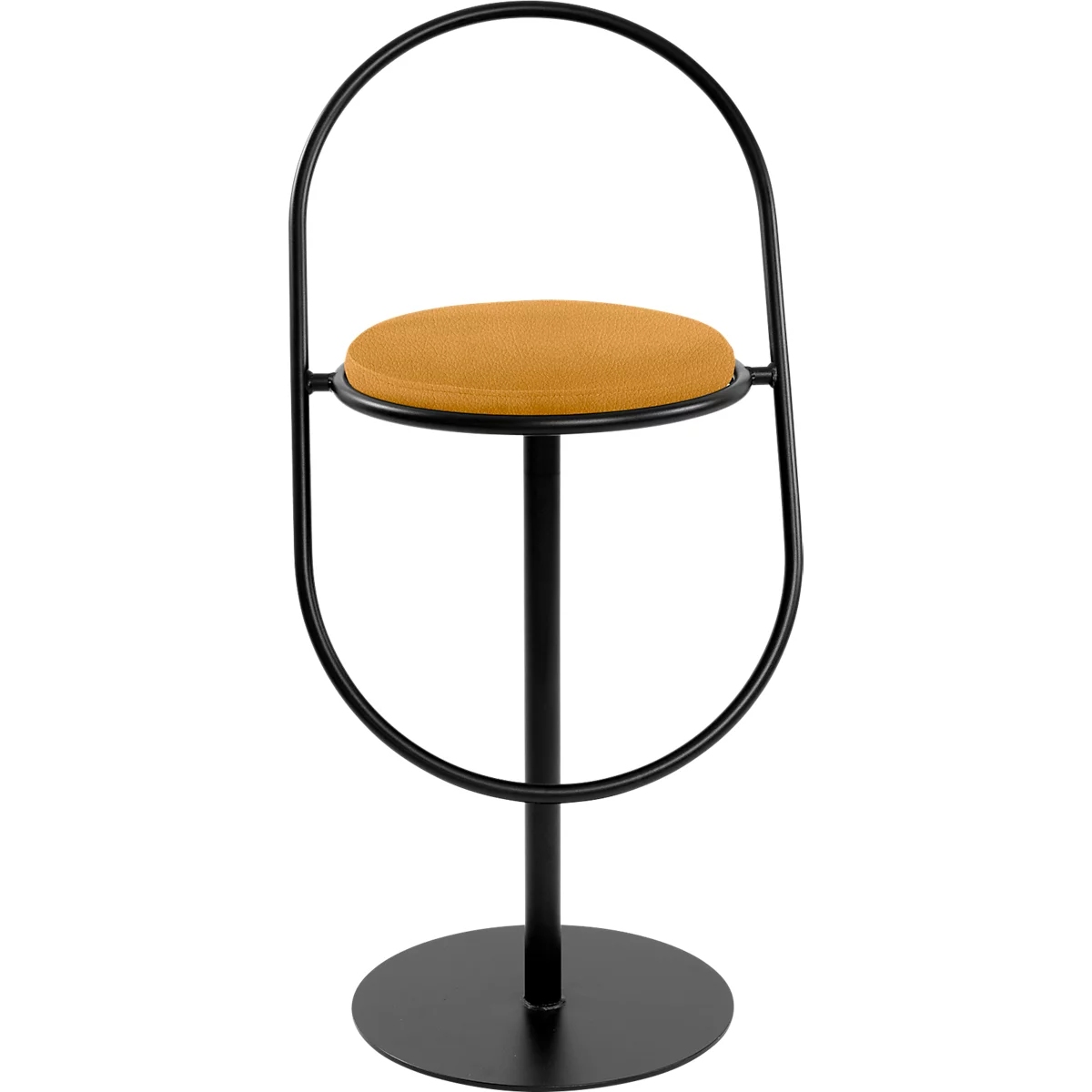 Tabouret de bar Saturne Meet by Paperflow - avec dossier - hauteur d'assise 765 mm - rembourré 100 % recyclable - tube d'acier noir - similicuir safran