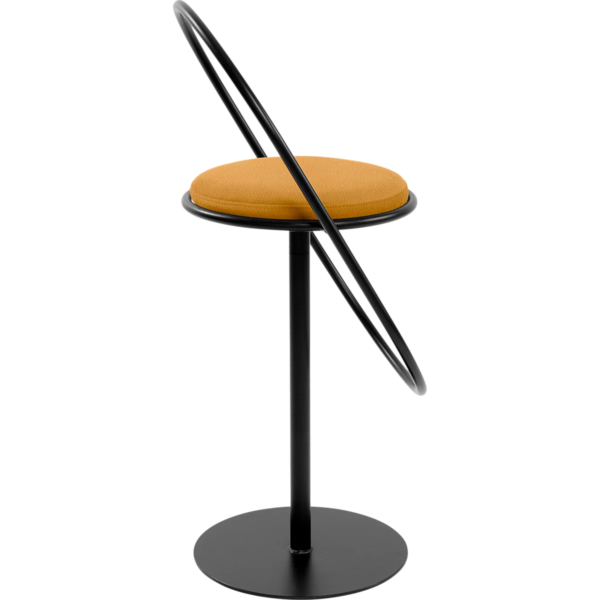 Tabouret de bar Saturne Meet by Paperflow - avec dossier - hauteur d'assise 765 mm - rembourré 100 % recyclable - tube d'acier noir - similicuir safran