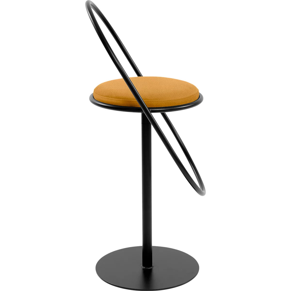 Tabouret de bar Saturne Meet by Paperflow - avec dossier - hauteur d'assise 765 mm - rembourré 100 % recyclable - tube d'acier noir - similicuir safran