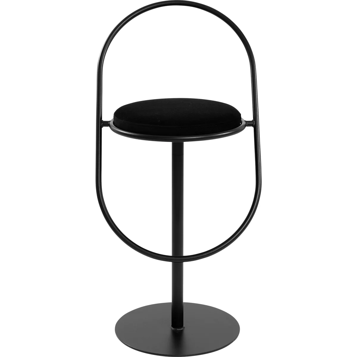 Tabouret de bar Saturne Meet by Paperflow - avec dossier - hauteur d'assise 765 mm - rembourré 100 % recyclable - tube d'acier noir - velours noir