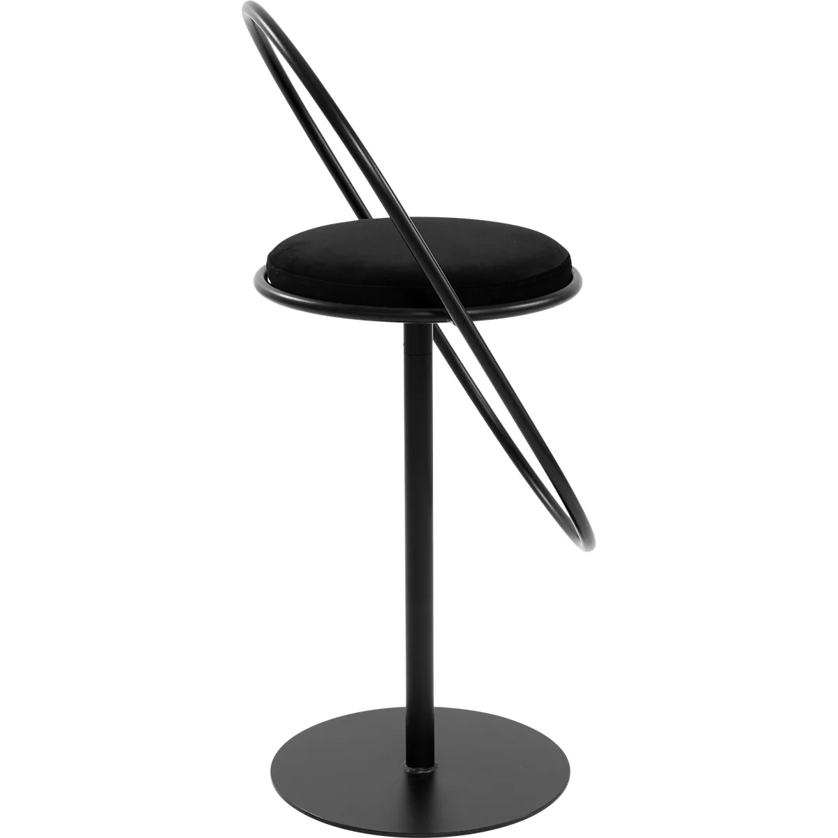 Tabouret de bar Saturne Meet by Paperflow - avec dossier - hauteur d'assise 765 mm - rembourré 100 % recyclable - tube d'acier noir - velours noir