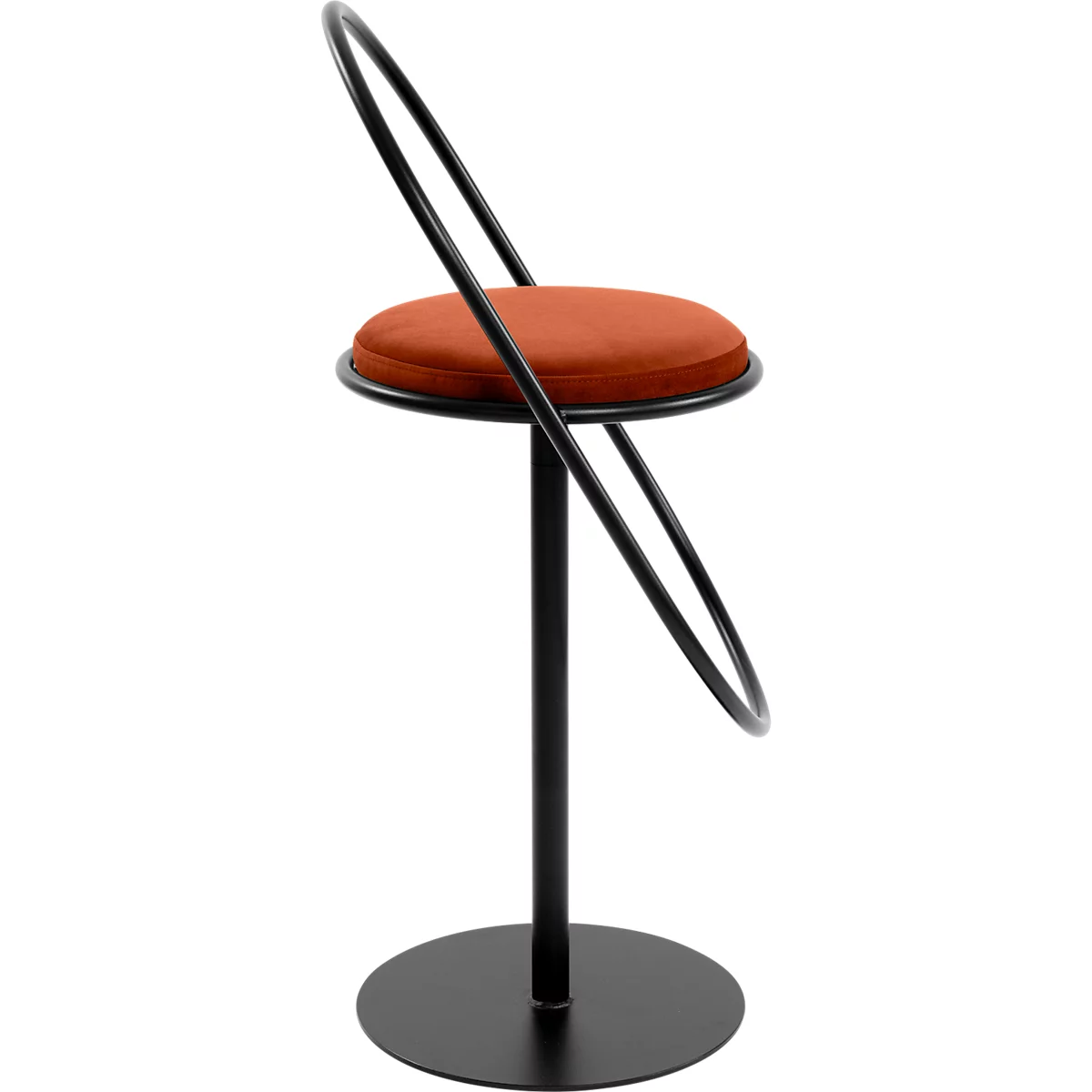 Tabouret de bar Saturne Meet by Paperflow - avec dossier - hauteur d'assise 765 mm - rembourré 100 % recyclable - tube d'acier noir - velours rouille